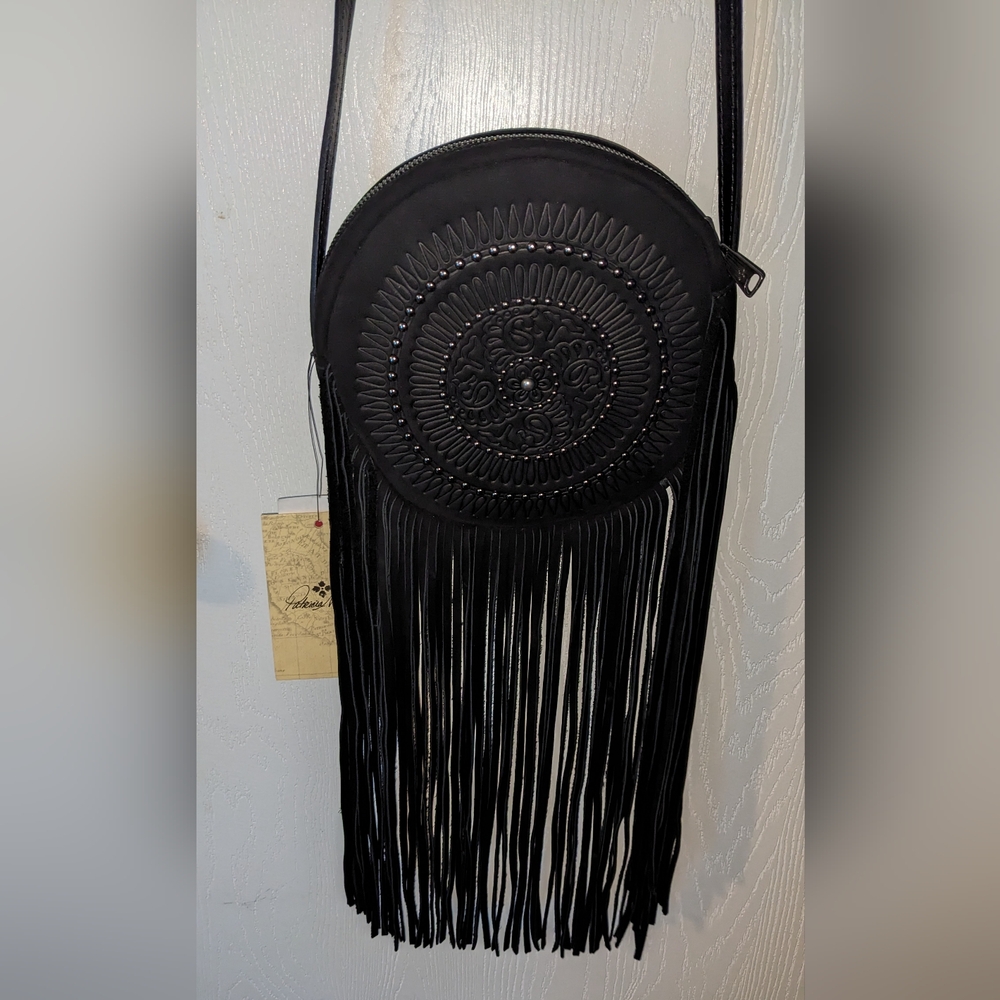 NWT PATRICIA NASH X-LONG FRINGE SUEDE BLACK CROSSBODY BAG
